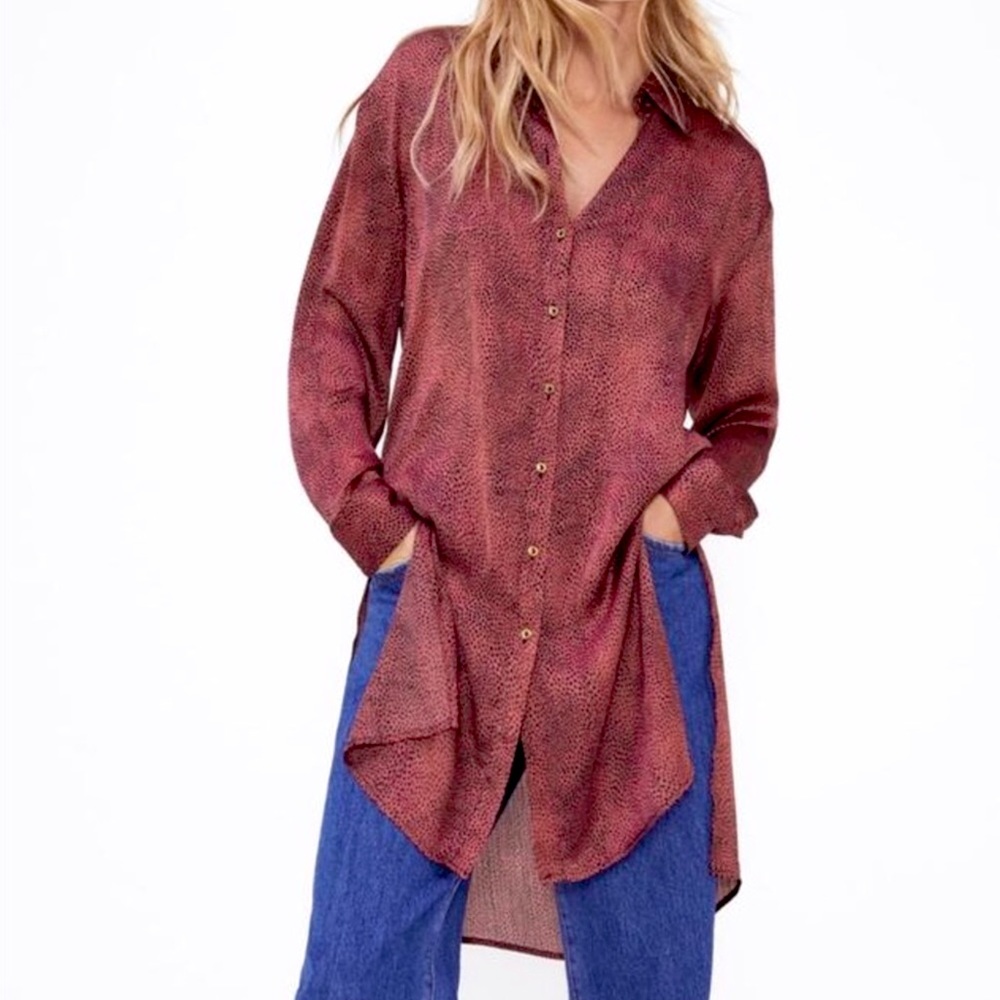 Zara Animal Print Long Shirt